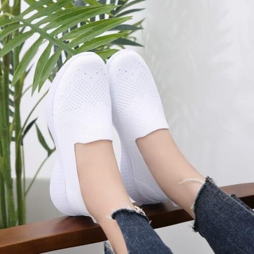 2020 Autumn Women Flat Sneakers Shoes Women Breathable Mesh Flat Shoes Ballet Flats Female Slip On Flats Loafers Shoes