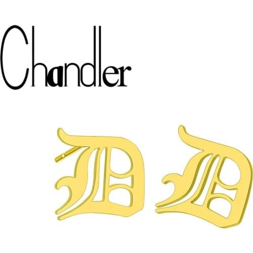 Chandler Letter D Earring Capital Letter Fashion Tiny Initial Letter Stud Earrings Bridesmaids Gift Cute Old Alphabet Earring