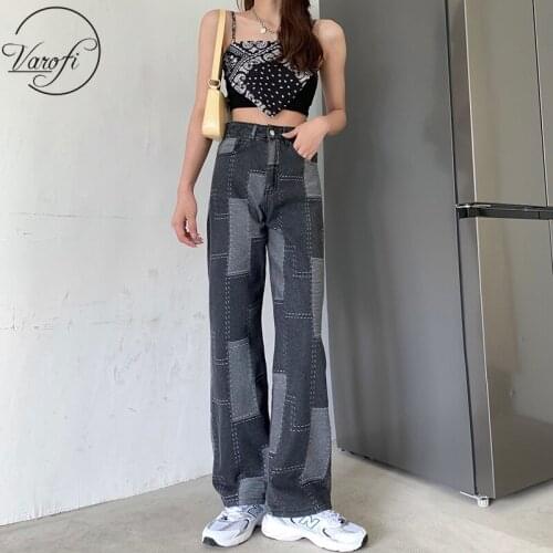 Varofi Plus-size Women spring and Autumn High Street wide leg trousers Loose leg jeans baggy jeans woman jeans y2k jeans