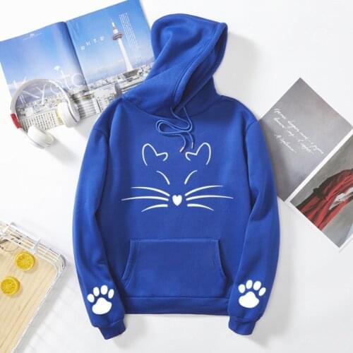 Women Sweatshirt Hoodie Ladies Hooded Cat Printed Casual Loose Pullovers Girls Long Sleeve Spring Autumn Winter Plus Size