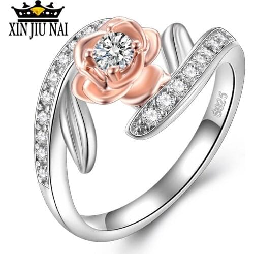 925 Silver Flower with Clear CZ Rings for women Exquisite Female Rhinestone Ring Fashion jewelry nickles women rose gold ring