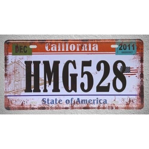 1 pc California HMG USA car License America Garage plaques Tin Plates Signs wall man cave Decoration Metal Art Vintage Poster