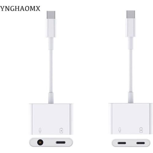 100pcs 2 in 1 Dual Type-C Digital Audio Splitter Adapter Music Converter Connector For Smart phone Fast Charger Audio Cable