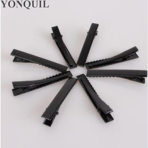 100PCS/Lot Black New Prong Barrettes & Brooch Clips Finding Female Women Alligator Clips Crocodile Clips 56MM DIY Hair Clip