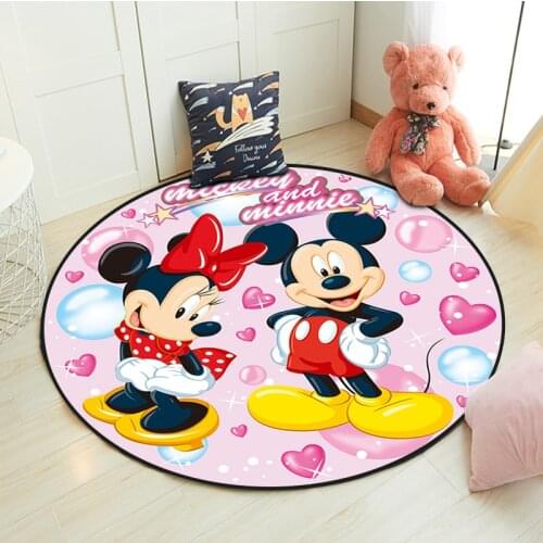 100x100cm Disney Mickey Play Mat Kids Rug Children Baby Crawling Game Mat Round Living Room Carpet Indoor Welcome Soft Mat Gift
