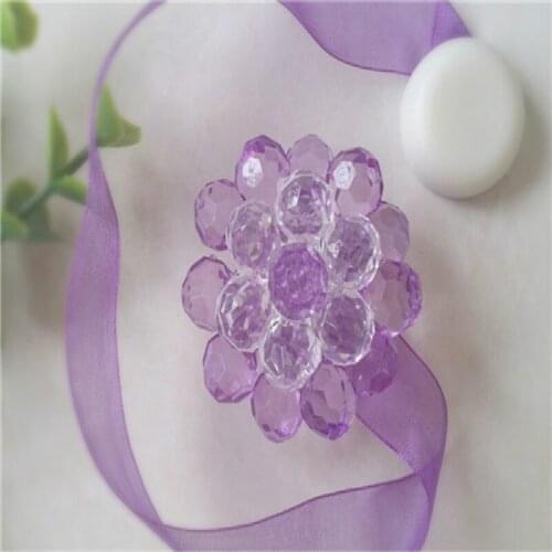 Home Decor Resin Crystal Flower Ribbon Curtain Cloth Belt Magnet Curtain Fastener Accessories Hook Buckle Clip 2pcs/lot