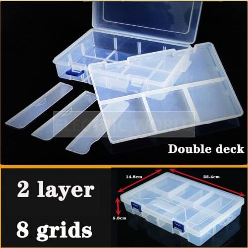 2 layer 8 grid storage box Container Plastic Box Organizer Practical Compartment Jewelry Earring Bead Screw Holder plastic case