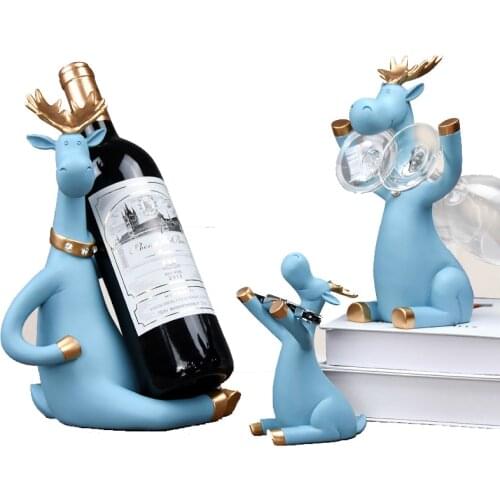 3pcs/set Elk Wine Racks Beer Holder Deer Miniature Figurines Standing Whiskey Red Wine Bottle Holder Cabinet for Wine Home Decor