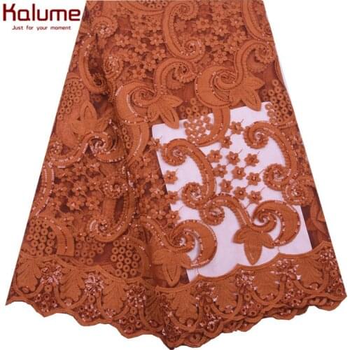 Kalume Sequins African Lace Fabric Soft French Mesh Milk Silk Lace Fabric Embroidery Nigerian Tulle Lace Fabric For Party F2138