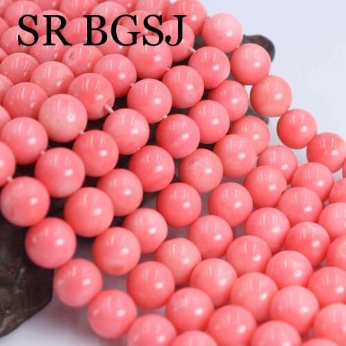 Free Shipping 9-10mm Wholesale Round Natural Pink Coral Gems Natural Jewelry Making DIY Beads 15"