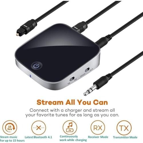 Bluetooth 5.0 Adapter CSR8670 AUX Bluetooth Receiver Optical Fiber Bluetooth Receiver Transmitter Supports One-pair-two Function