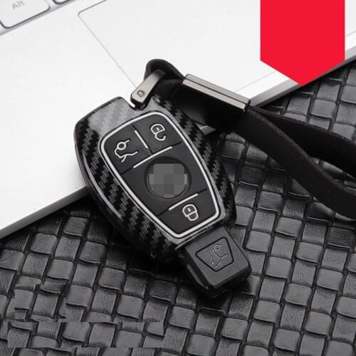 Car Carbon Fiber Alloy Key Case Cover For Mercedes Benz W203 W210 W211 W124 W202 W204 AMG C S E Class W213 2017 2018