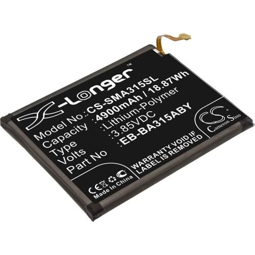 CS 4900mAh/18.87Wh battery for Samsung Galaxy A31,SM-A310F,SM-A310F/DS,SM-A310M/DS,A310N0,A315,A315F/DS EB-BA315ABY