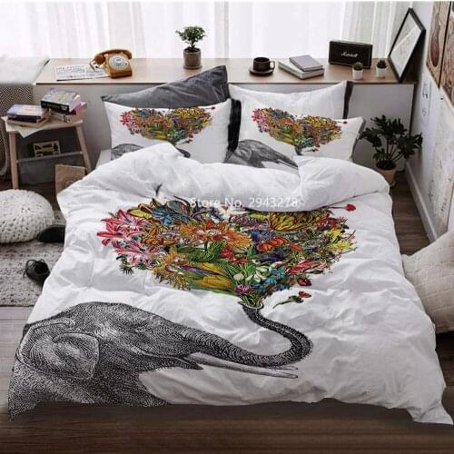 Home Textiles New 3D Printed Elephant Pattern Bedding Set Animal Series Duvet Cover Pillowcase Children Bedroom Decoration