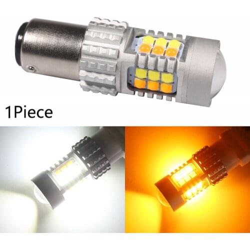 NHAUTP 1Pcs T20 7443 W21/5W T25 P27/7W BAY15D P21/5W 1157 Dual Color LED Bulb For Car Dimensions Turn Signal Lights Auto Lamp