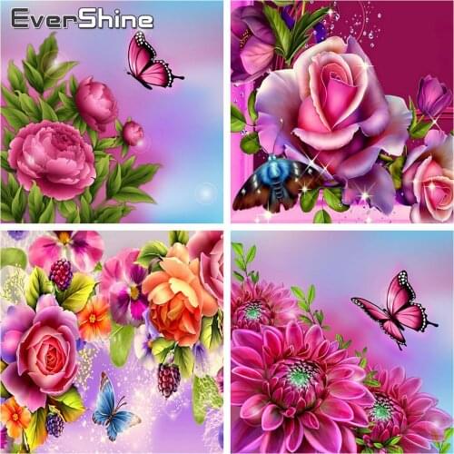 EverShine 5D Diamond Embroidery Flowers Diamond Painting Full Square Drill Flowers Cross Stitch Mosaic Diamond Home Decoration