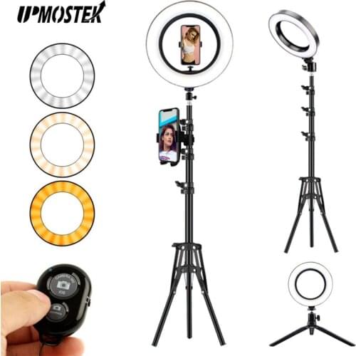 UPMOSTEK Selfie Ring Light with Tripod Dimmable Photography Lighting Ring Lamp Flashes for Phone Youtube Makeup TikTok Live