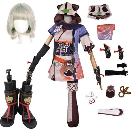 Cosplay Anime Game Genshin Impact Sayu Cosplay Costume Tail Shoes Wig Kimono Women Hooded Lolita Dress Party Halloween Costume