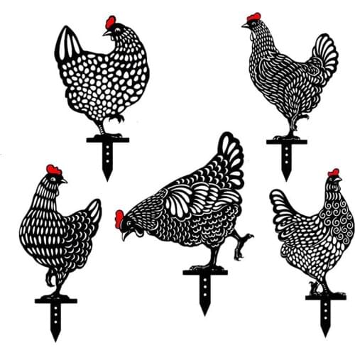 Hen Chicken Yard Statue Creative Art Decorative Garden Lawn Stakes Metal Art Rooster Metal Anim Gardening Ornaments 35AB