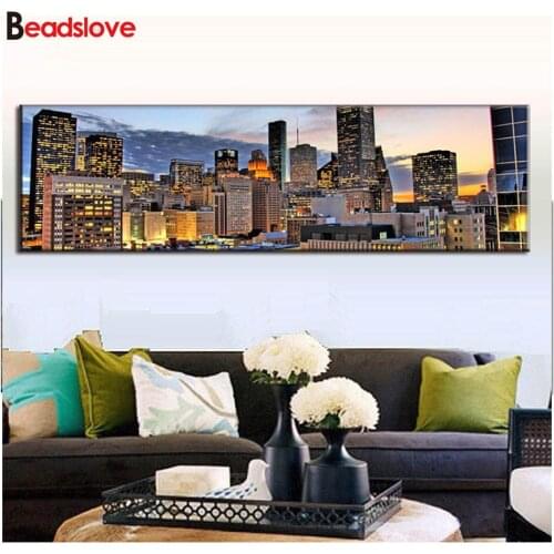 Beautiful city night building diamond painting full square round mosaic cross stitch diamond embroidery for living room decor