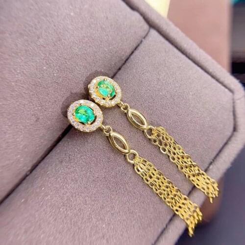 Super Quality 925 Sterling Silver Emerald Earring For the Party Female Anniversary Jewelry