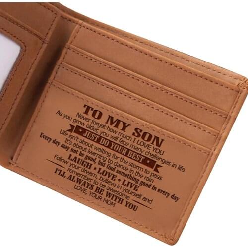 New Luxury Men Wallets To My Son From Dad Christmas Birthday New Year Wedding Gifts Letter Engraved Design Wallets For Men 2021