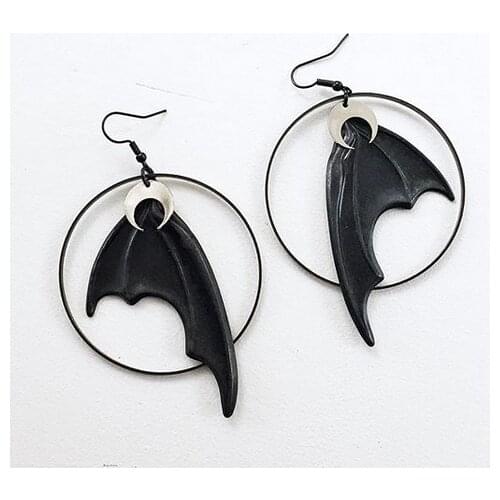 Original Handmade Midnight Moon Earrings,Vampire Bat Earrings.Delicate and Spooky!,Boho,Bohemian,Witchy,Goth,Gothic,Celestial