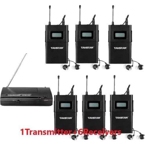 Original Takstar Stage Monitor System wireless system wpm-200 in ear monitor system 1 Transmitter 6 Receivers 6 In-Ear Earphones