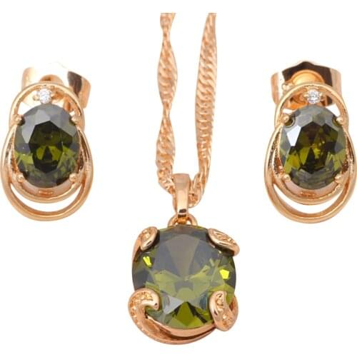 Lovely Gift Party gold tone Zircon Crystal Jewelry Sets Earrings Necklace Fashion Jewelry JS073A