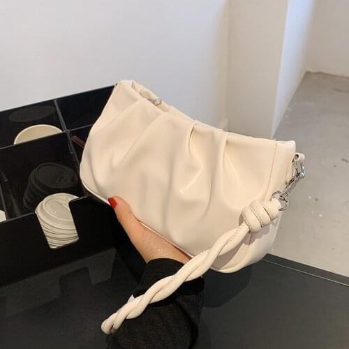 Luxury Handbags Ladies pu Leather Handbag Portable Pleated Shoulder Clutch Bag Popular Simple Female Daily Bag