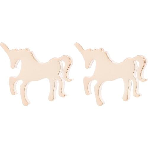 Lucky Unicorn Shaped Small Stud Earrings for Women Men Stainless Steel Cute Animal Horse Jewelry Friend Gift Oorbellen