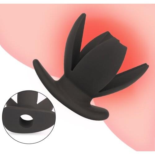 Man Women Silicone Anal Dilator Hollow Petal Tunnel Butt Plug Anal Expander Vaginal Speculum Expansion Sounding Anal Sex Toys