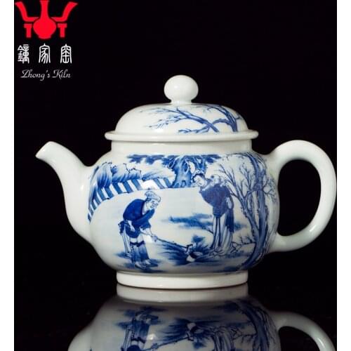 Blue and white maintain manual hand-painted ceramic teapot kung fu tea set single pot small porcelain teapots