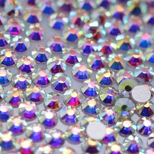 SS2-ss50 Crystal AB Non HotFix FlatBack crystal glass Nail Art Rhinestones Decorations Shoes And Dancing Decoration in bulk