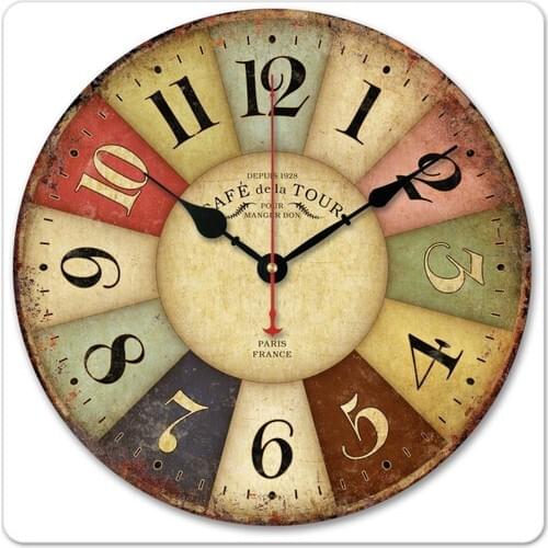 Antique Looking Horloge Murale Wooden Decorative Wall Clock ساعة حائط Round Retro Wall Clock Wall Clock שעון קיר