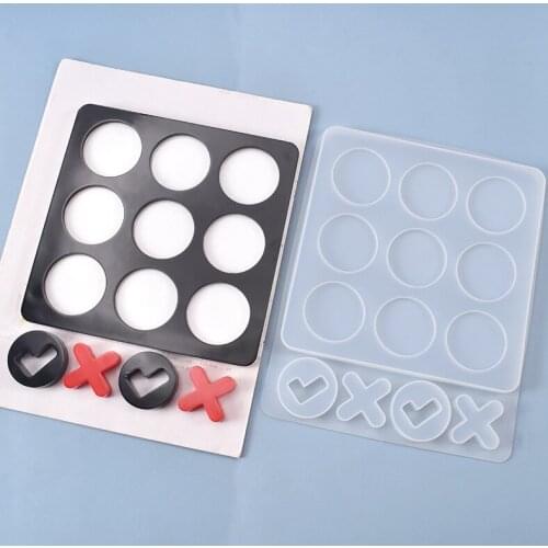 Tic Tac Toe Game Board and OX Chess Silicone Molds for Epoxy Resin DIY Crystal Uv Resin Crafts Handmade Mold for Jewelry Making