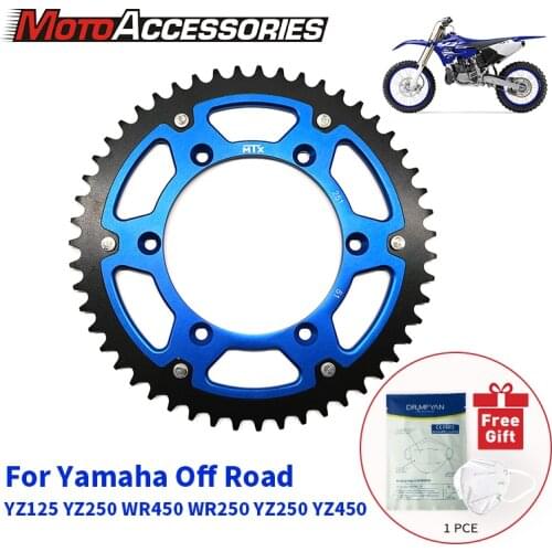 MTX SPROCKET Motorcycle Bi-Metal Rear Sprocket 11B-428 48 49 50 51 52 For Yamaha Off Road YZ125 YZ250 WR450 WR250 YZ250 YZ450