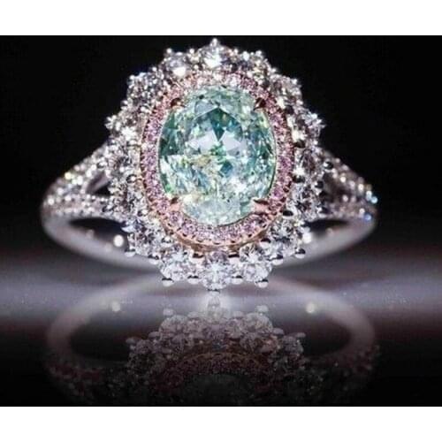 Womens S925 Silver Pink Crystal Zircon Ring Engagement Wedding Gifts Silver Jewelry Ring Wholesale