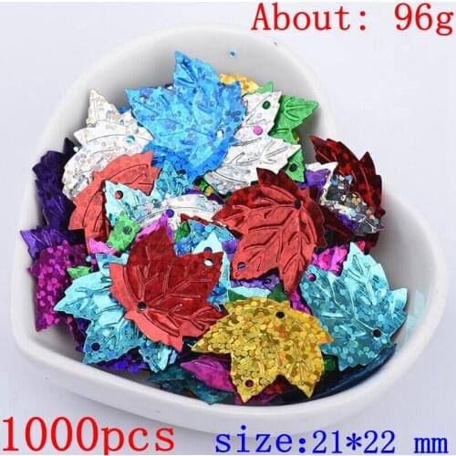 1000 PCS 21*22 mm maple leaf colorful shiny shiny PVC sequins costume jewelry DIY accessories 011002006