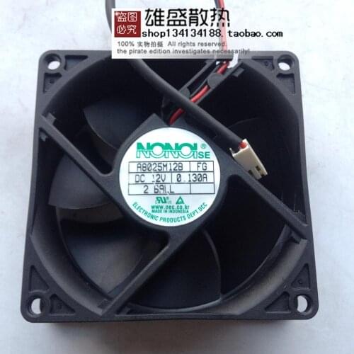NONOISE A8025M12B DC 12V 0.130A 80x80x25mm 2-wire Server Cooling Fan