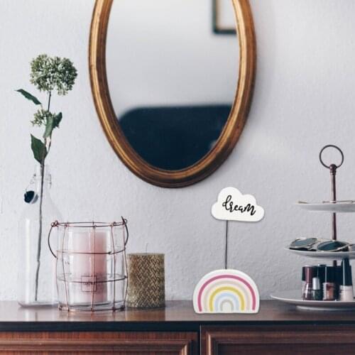 203F 2 Pcs Rainbow Cute Message Folders Card Holder Photo Clip Woody Notes Folder Wedding Students Home Decoration