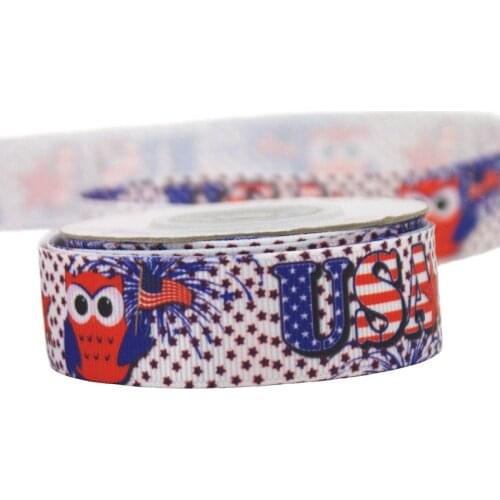 20 yards 7/8" (22mm) Cartoon Owl Printed Grosgrain ribbon Polyester Blue ribbons DIY Tape bow Hair Decoration Tape