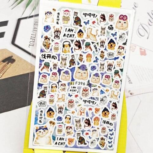 3D Nail Sticker Decals Lovely Cat Flowers Design Nail Art Decorations Stickers Sliders Manicure Accessories Nails Decoraciones