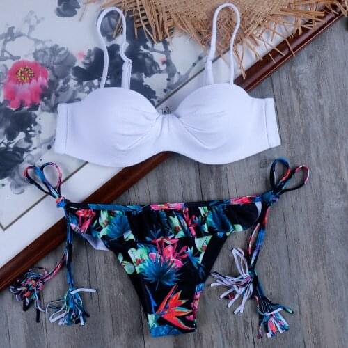 3D Spiral Cotton Swimsuit High Quality Push Up Bikini Plus Size Swimming Suit For Women Ruffle Tassel Sexy Biquini Monokini 2020