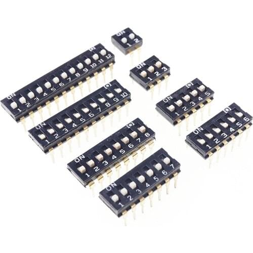 5pcs Dip Switches SPST 1 2 3 4 5 6 7 8 9 10 12 Position 2.54mm 0.100" Slide Standard Actuator Flush Recessed Through Hole 1P1T