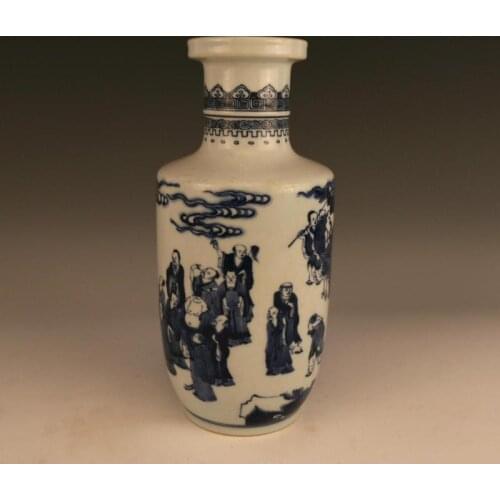 Antique QingDynasty porcelain vase,Blue fairy party bottle,Hand-painted crafts,Decoration,Collection&Adornment,Free shipping