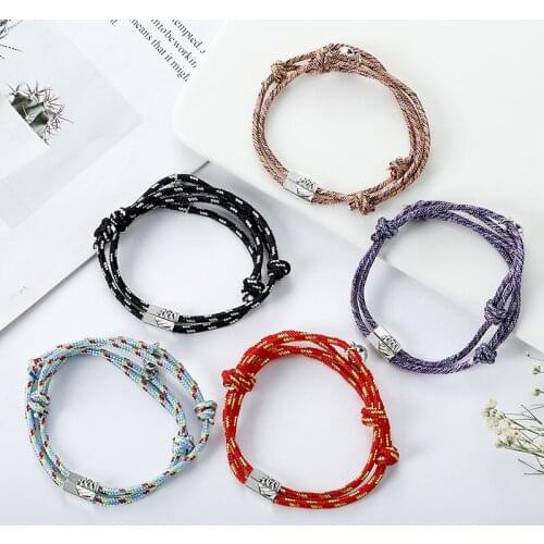 1 Pair Colorful Rope Magnetic Attraction Couple Bracelets For Lovers Paired Charm Bracelets For Women Men Fashion Jewelry