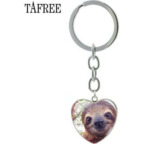 TAFREE Cute Bradypod Heart Shape Keyring Sloth Keychain Fashion Style Picture Jewelry & Accessories For Decoration ZZ54