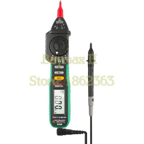 Mastech MS8212A Pen Type Digital Multimeter for AC/DC Voltage Current Measurement with NCV, Diode, Ohm, Continuity Buzzer Test