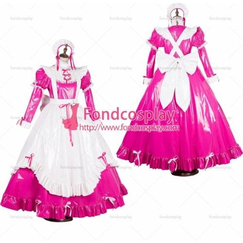 Lockable Sissy maid PVC vinyl long dress Uniform cosplay costume Tailor-made[G1784]